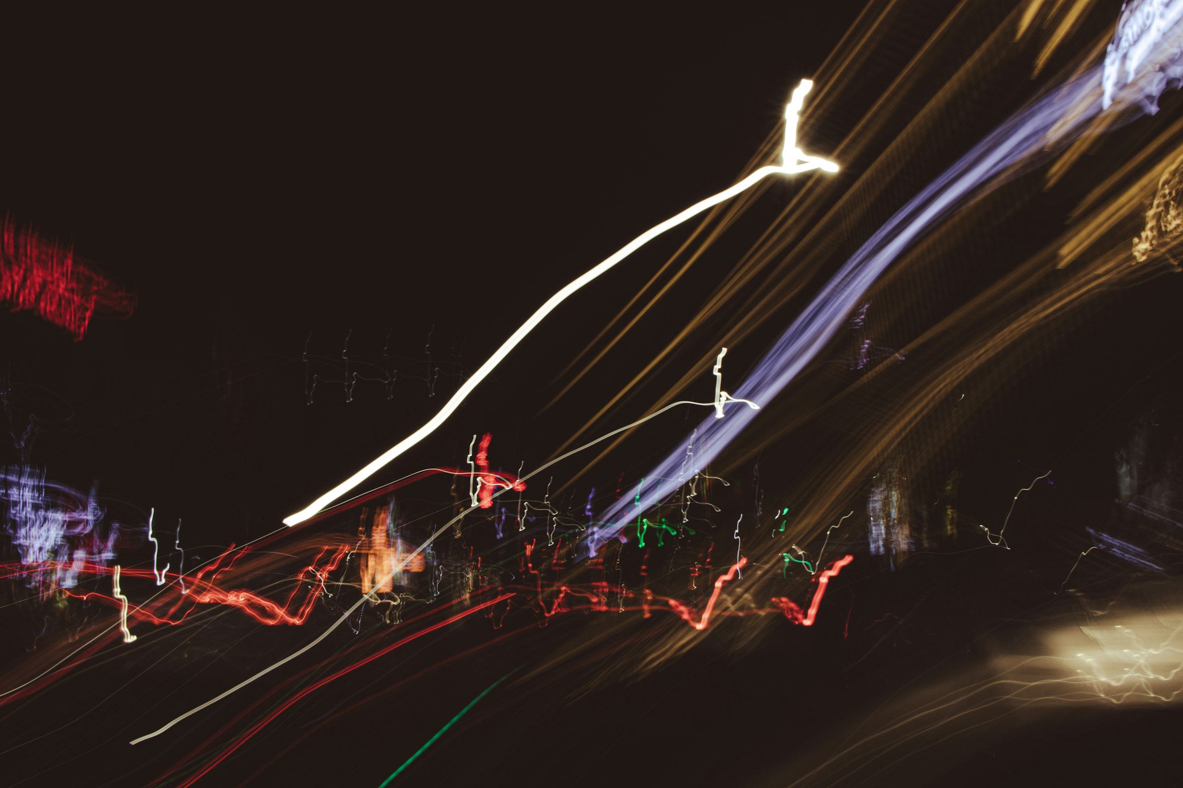 Abstract light trails suggesting energy in motion