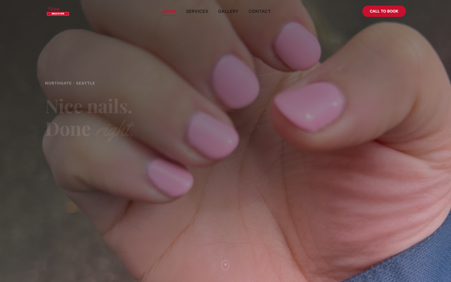 Nice Nail and Spa website with manicure photography and clear booking CTA